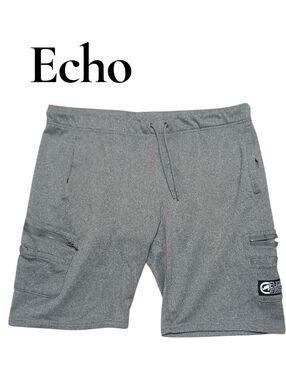 Echo Men's Size 3XL Heather Gray Cargo Shorts with Zip Pockets